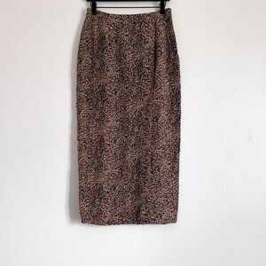 Vintage 90s Robbie Bee Women’s Silk Paisley Leopard Wrap Skirt 100% Silk Size 8